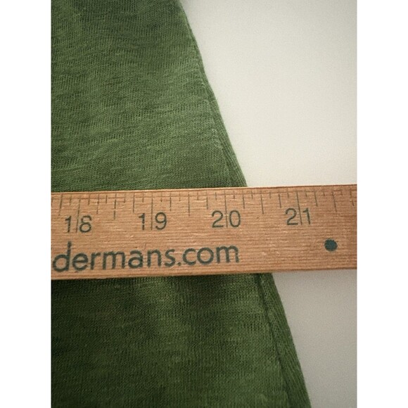 Chicos Linen Top Size M Green Ruffle Flutter Sleeve Relaxed Fringe Preppy Forest - Picture 13 of 16